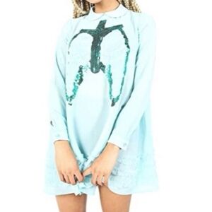 Iron Fist Dead Mermaid Walking Dress Blue XXL